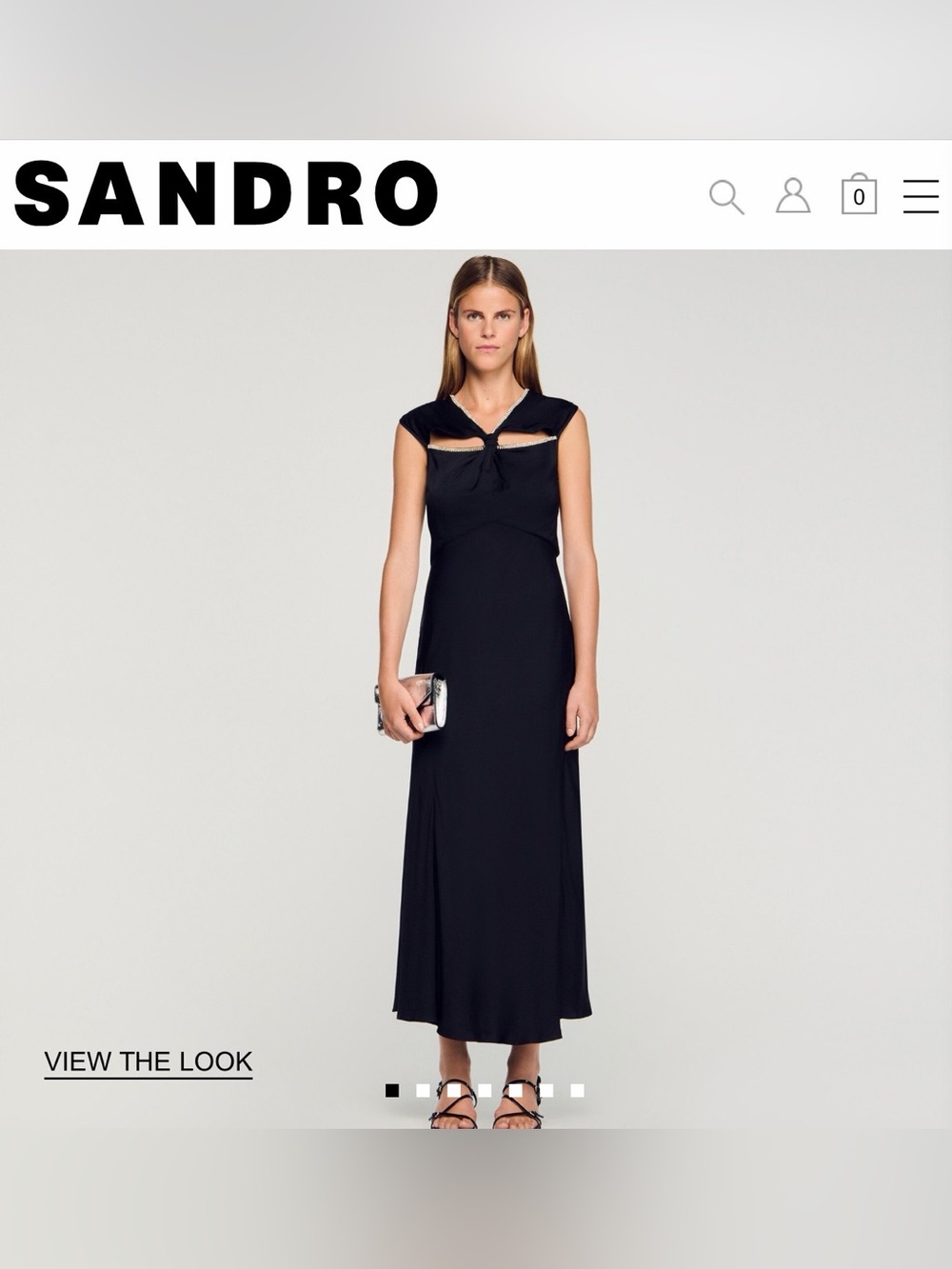Sandro 100% Viscose Black Twist-Front Maxi Dress with Keyhole